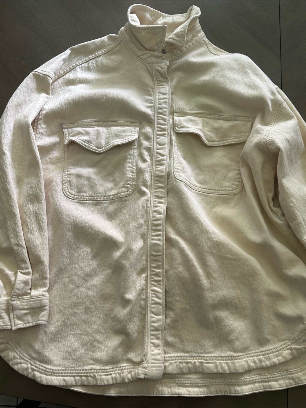 aerie Cream Overshirt with Front Pockets